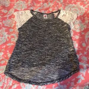 Girls shirt with lace cap sleeves